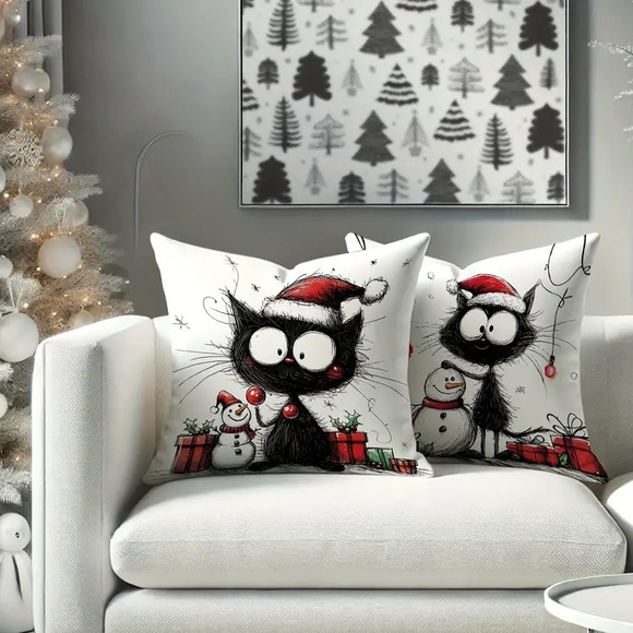 Crazy Cats Christmas Throw Pillow Cover - Pick 1 - Picture 6 of 7